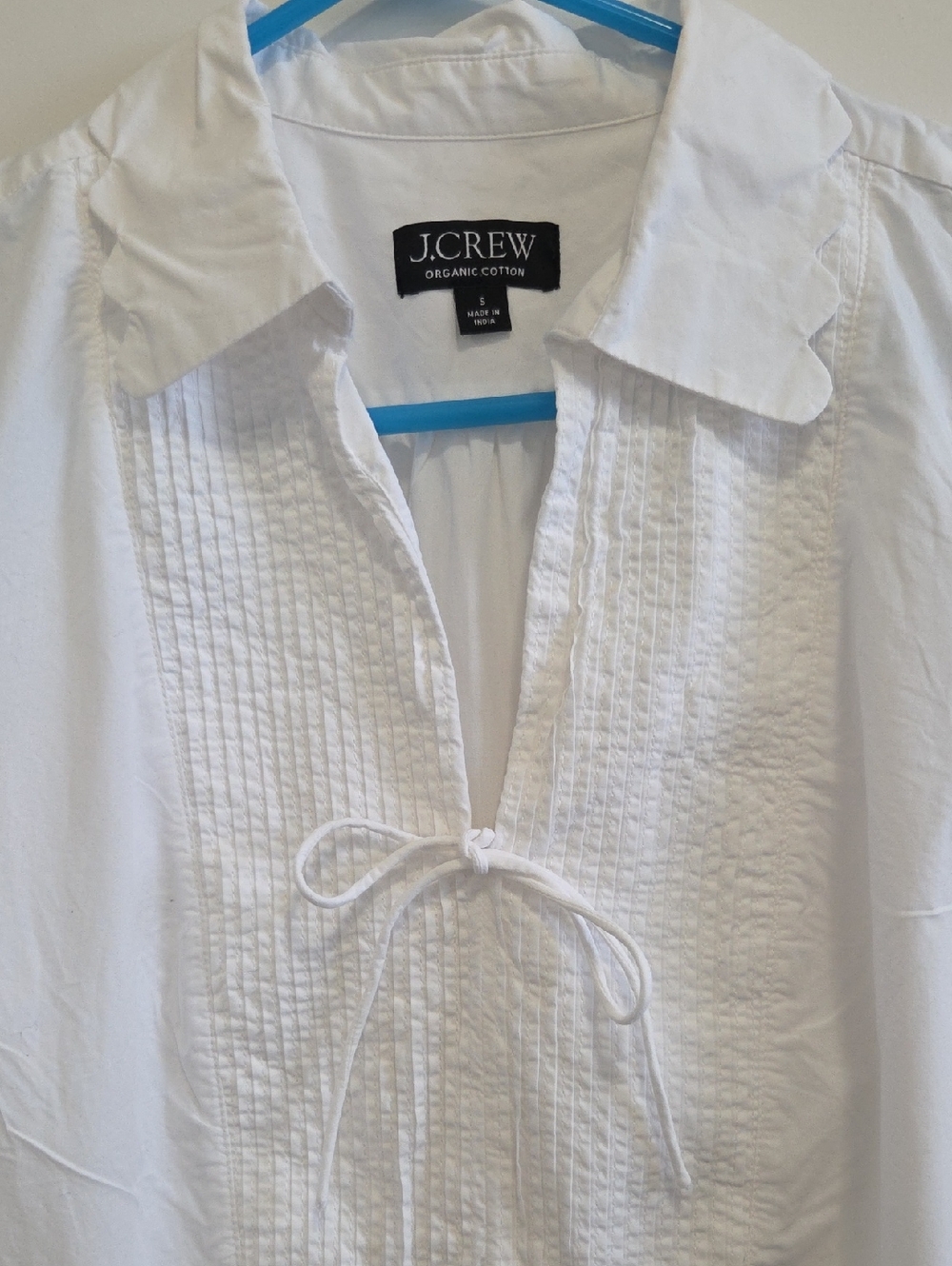 J. Crew White Pintuck Tie-Neck Blouse - Picture 5 of 9